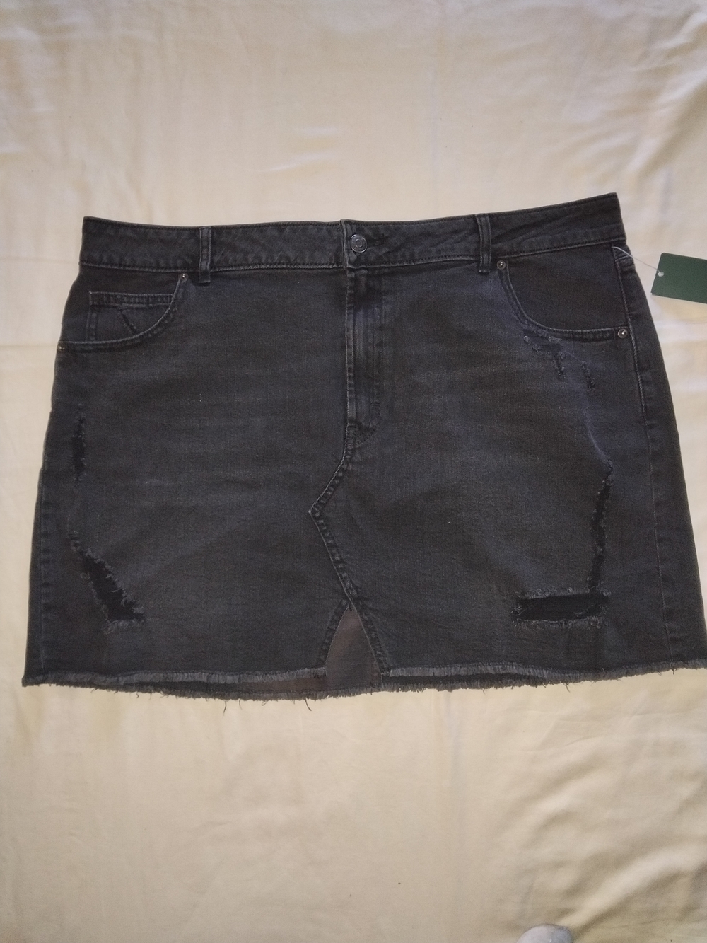 wild fable Black Distressed Denim Mini Skirt